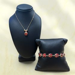 14k Ladybug 🐞 Bracelet And Necklace Set