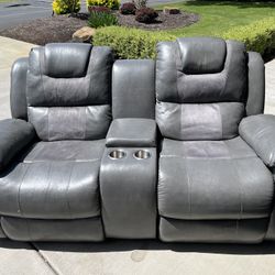 Gray Leather Theatre Recliner $150