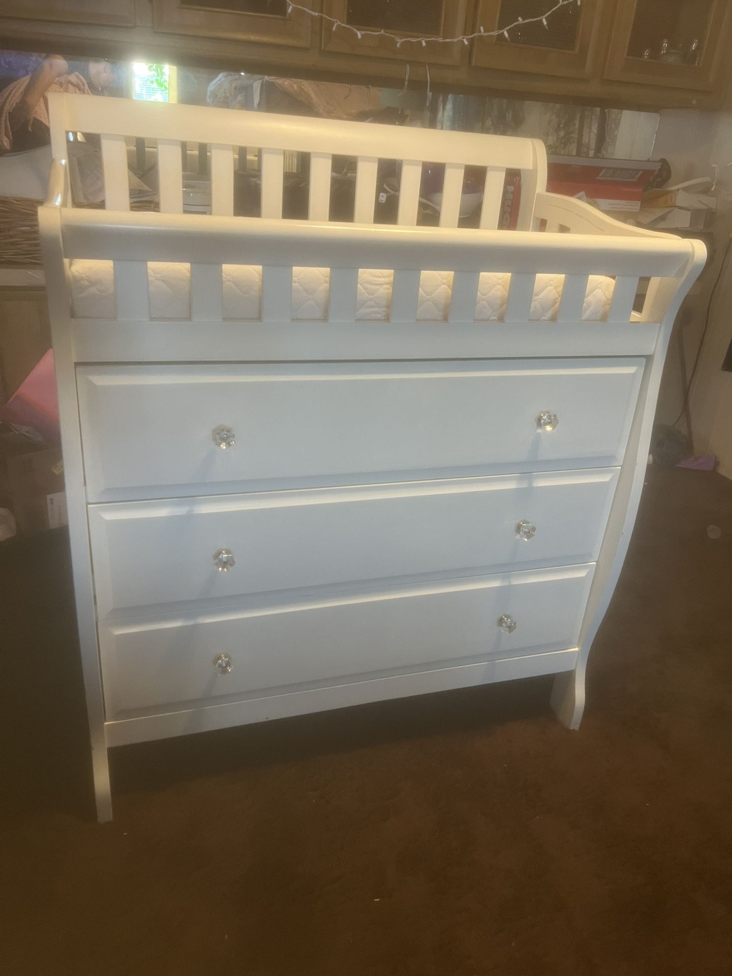 White Dresser With Changing Table 