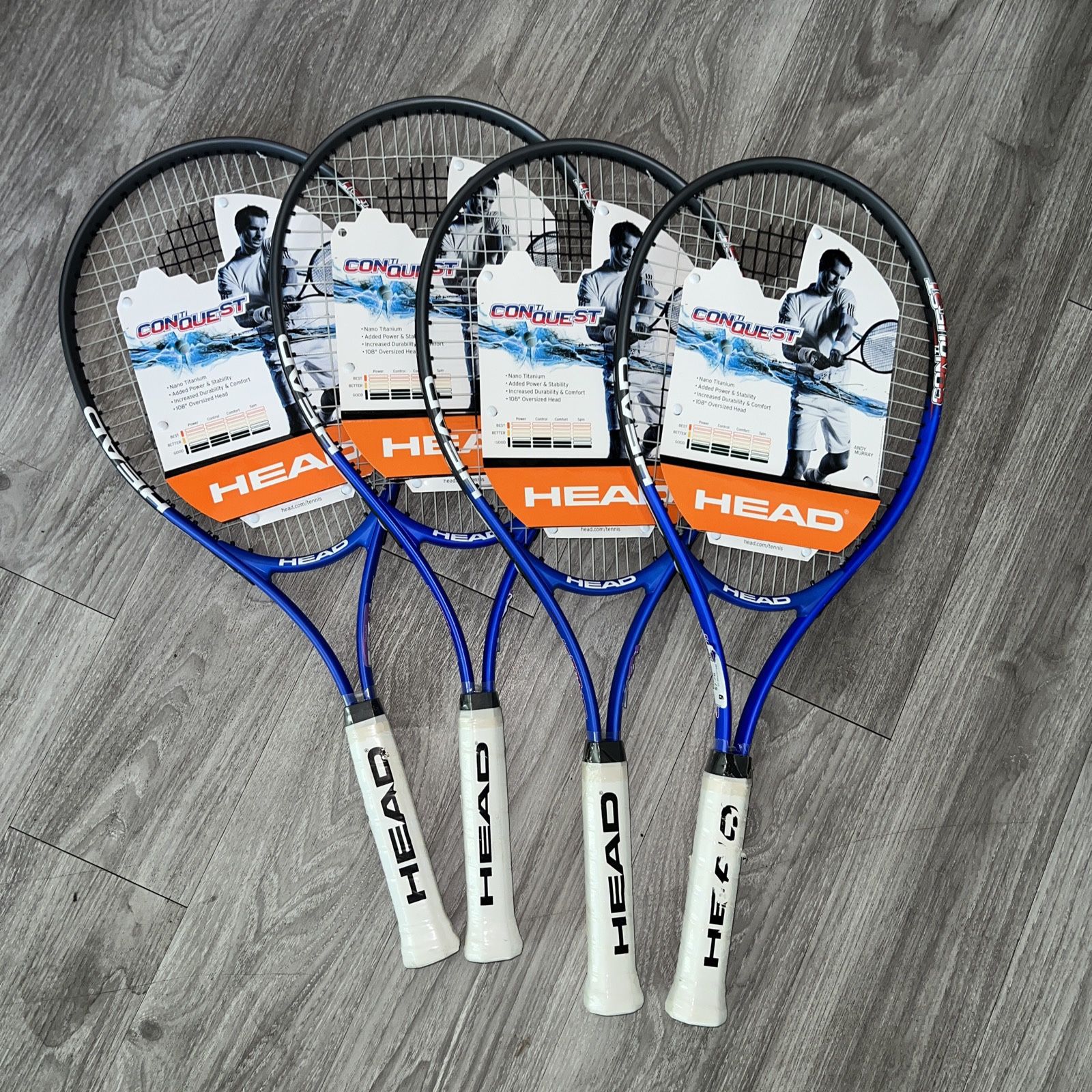 Head Tennis Racquets Ti Conquest Grip 4 1/2 - 4 Nano Titanium Lot Of 4