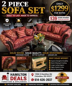 🛋️ Solid Wood Luxury Sofa Set – 2 Piece Set $1299