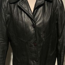 Vintage Maxima Wilson's Black Leather Button Jacket Size Large 