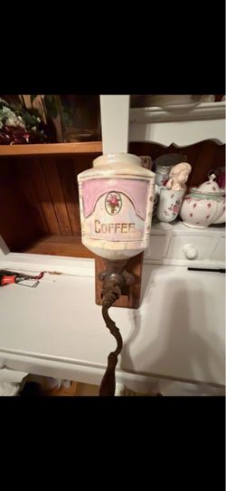 Antique Wall-Mount Porcelain Coffee Grinder