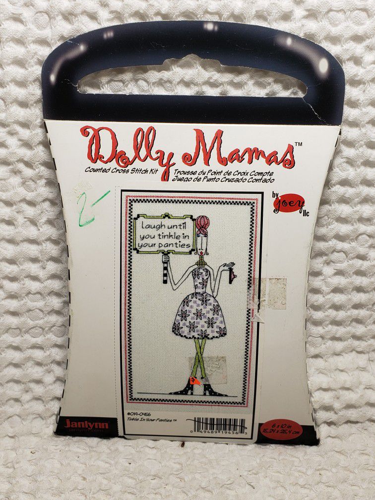 Dolly Mamas counted cross-stitch kit #0190456 laugh until you tinkle in your panties 6" X 10" . New condition and smoke free home. 