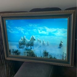 Vtg Horse picture Shadow Box With Lights & Sound 