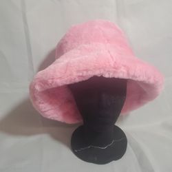 Womens Fleece Bucket Hat Winter Faux Fur Plush in Pink New