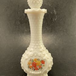 VTG AVON Milk Glass Hobnail Bud Vase Roses Cologne Perfume Bottle