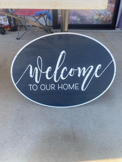 Welcome To Our Home Oval Wood Sign