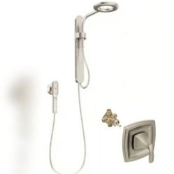 MOEN Spa Shower 1-Spray 8 in. Dual Shower Head and Handheld Shower Head with Magnetic Dock in Spot Resist Brushed Nickel
