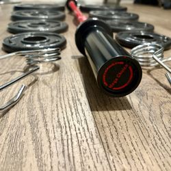 NEW Olympic Black Curl Bar With Pairs From 5s To 25s [total: 105 lbs)