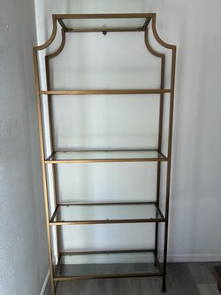 Gold Metal and Glass Etagere Bookshelf