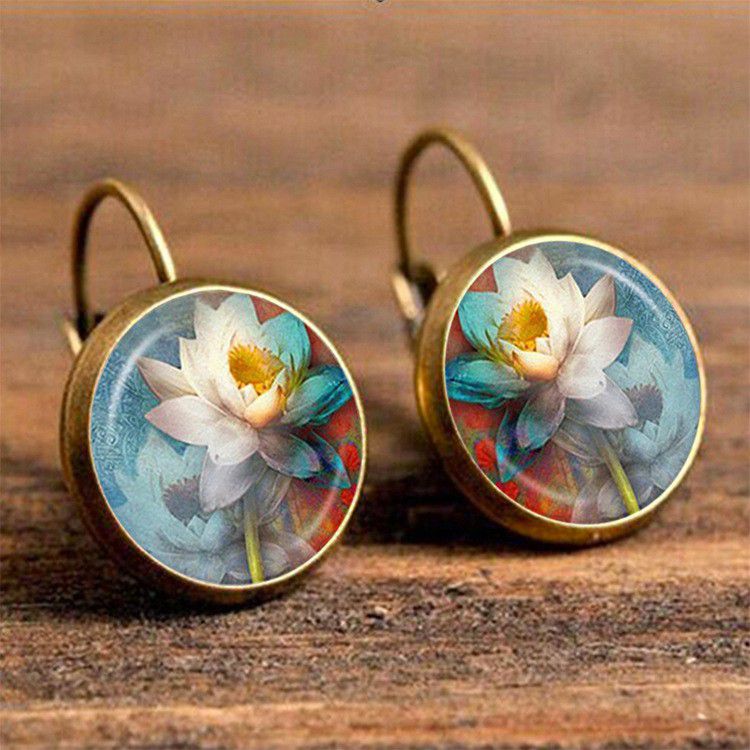"Trendy Ethnic Flower Earrings Bohemian Vintage Earrings For Women, HA4053
