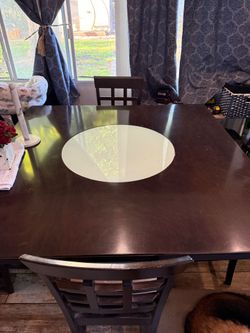 Dark Wood Dining Table with Chairs
