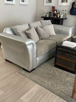 Silver and gray couch