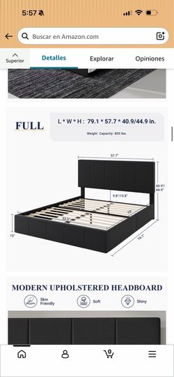 Cama full nueva de gamuza está medio armada