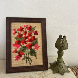 Vintage LOT 2- Needle Artwork Taper Candle Holder Hollywood Regency French Country Florentine BOTH 