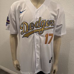  Los Angeles Dodgers Shohei Ohtani #17 White and Gold Jersey 