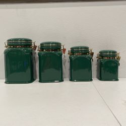 Brand New Green Canisters. Set of 4