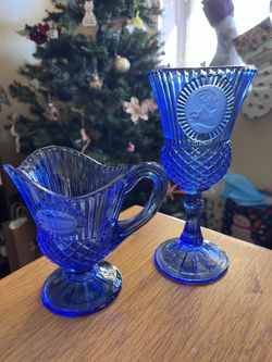 Avon Cobalt Blue Pitcher And Goblet