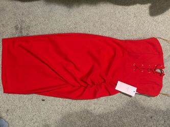 Red Bodycon Dress with Lace-Up Detail