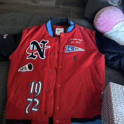 Nike Corduroy Varsity Bomber Jacket 1972 Swoosh Letterman Red/Black Small 
