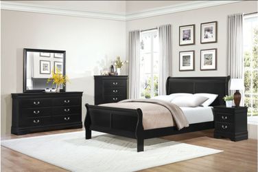 Black Sleigh Bedroom Set 4-Piece