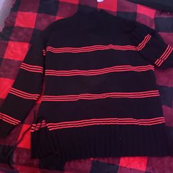Cute Oversized Red And Black Sweater!!