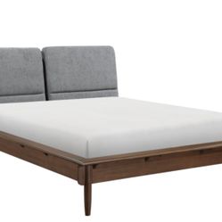 MID CENTURY MODERN CAL / EASTERN KING SIZE PLATFORM BED WALNUT FINISH