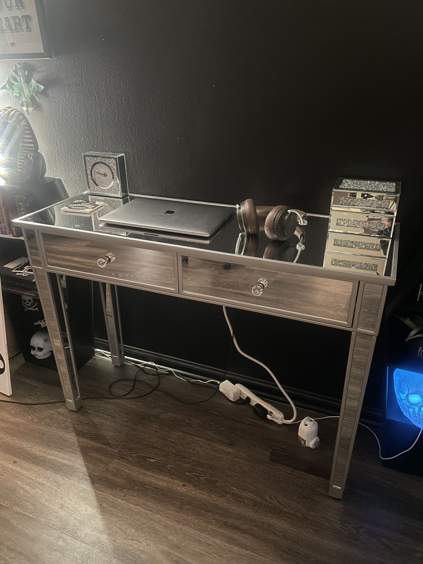 mirrored computer desk