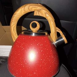 Haus Roland Whistle Tea Kettle Stainless Steel Teakettle Teapots for Stove Top 3.2 Quart / 3 Liter - Red
