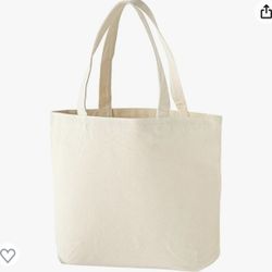 Brandnew Canvas Tote Bag Grocery Bag Reusable Multi-Purpose Cloth Bags with Zipper and Interior Pocket for DIY Gift Bags