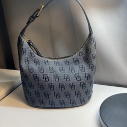 Dooney & Bourke Small Denim Blue&Black Hobo Bucket Bag