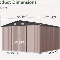 10x8 ft metal shed $280