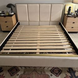 living spaces upholstered california king bed frame + platforms