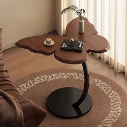 C Shaped End Table, Unique Butterfly Side Table for Couch, Modern Small Side Tables with Metal Frame Slide Under Sofa and Bed, Living Room, Bedroom