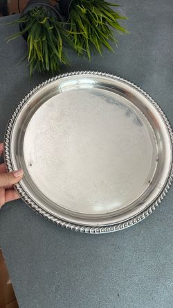 Silver-Tone Decorative Serving Tray - Classic Round Design