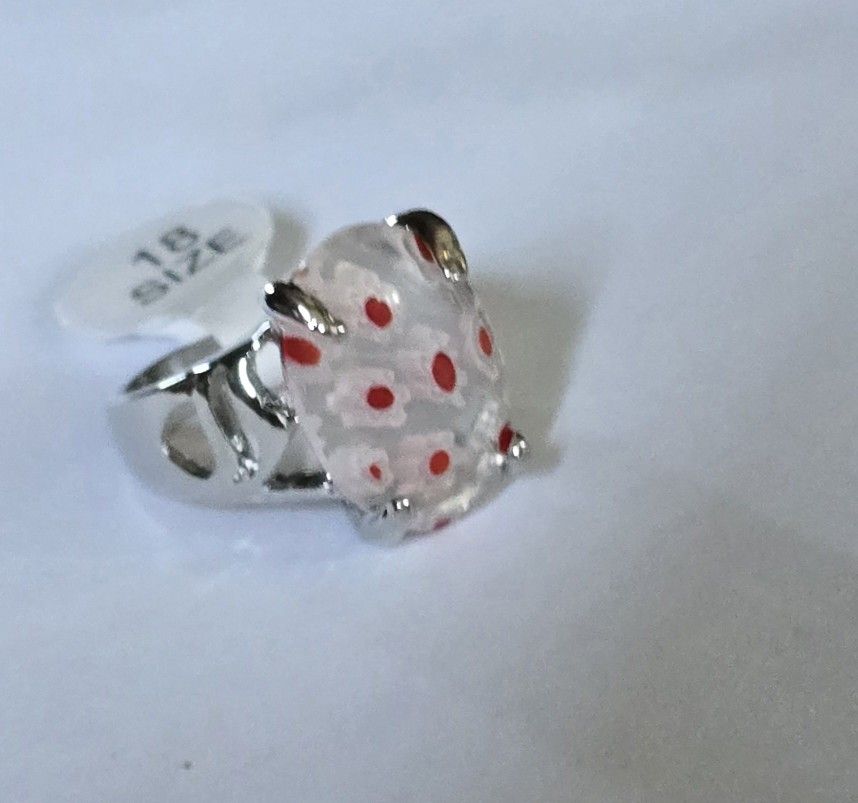 ITALIAN MILLEFIORE EUROPEAN STYLE LADIES NEW SIZE 8 STAINLESS SILVER RING