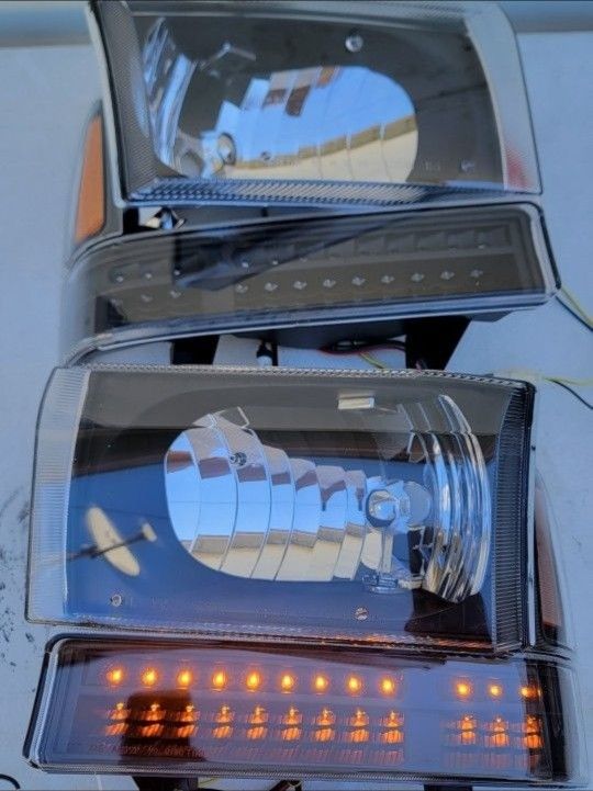 99-04 Ford F250 F350 F450 F550 Super Duty LED Headlights Luces Micas Calaveras Faros Faroles Focos Headlamps 