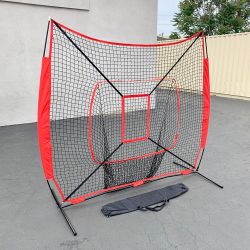 New $55 Baseball & Softball Practice Hitting & Pitching 7x7’ Net with Bow Frame, Carry Bag