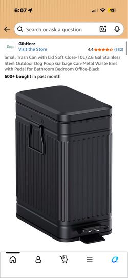 Small Trash Can with Lid Soft Close-10L/2.6 Gal Stainless Steel Outdoor Dog Poop Garbage Can-Metal Waste Bins with Pedal for Bathroom Bedroom Office-B