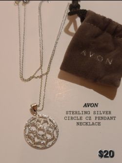 STERLING SILVER CIRCLE CZ PENDANT NECKLACE NIB