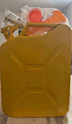 5.3 Gallon 20L Yellow Metal Jerry Fuel Can Portable Gas Tank Spout for Car Truck