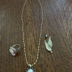 Cameo 18k. Gold Necklace ,pendant & Pin/ 🍃 