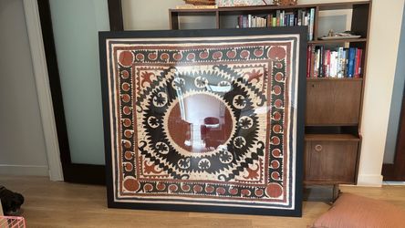 Suzani tapestry ā framed vintage embroidered textile ā boho, folk art