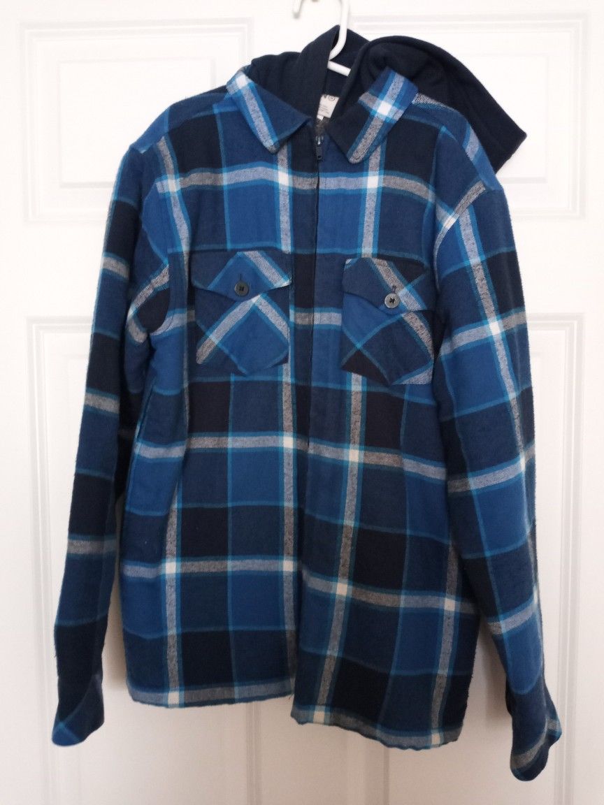 HANG TEN * Boys M* FLEECE-LINED *Hoodie*Flannel Jacket