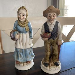 Antique Old Lady And Old Man Figurines
