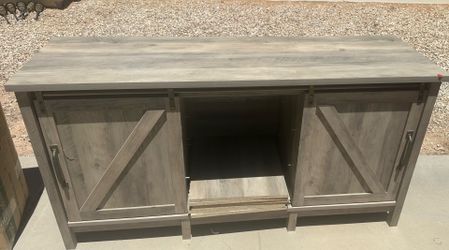 Grey wooden tv stand