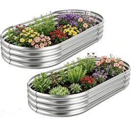 Land Guard 2Pcs Galvanized Raised Garden Bed (N121)