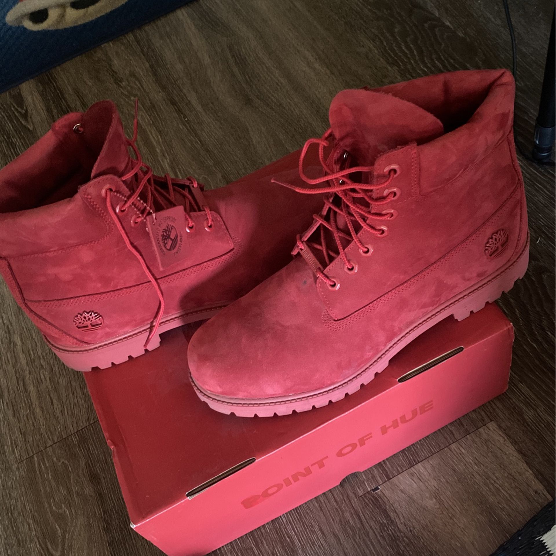 All Red Timberland Boots