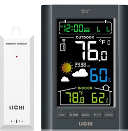 Weather Station Wireless Indoor Outdoor Thermometer， Inside Outside Temperature Humidity Monitor，with 330ft Range Sensor and Adjustable Backlight